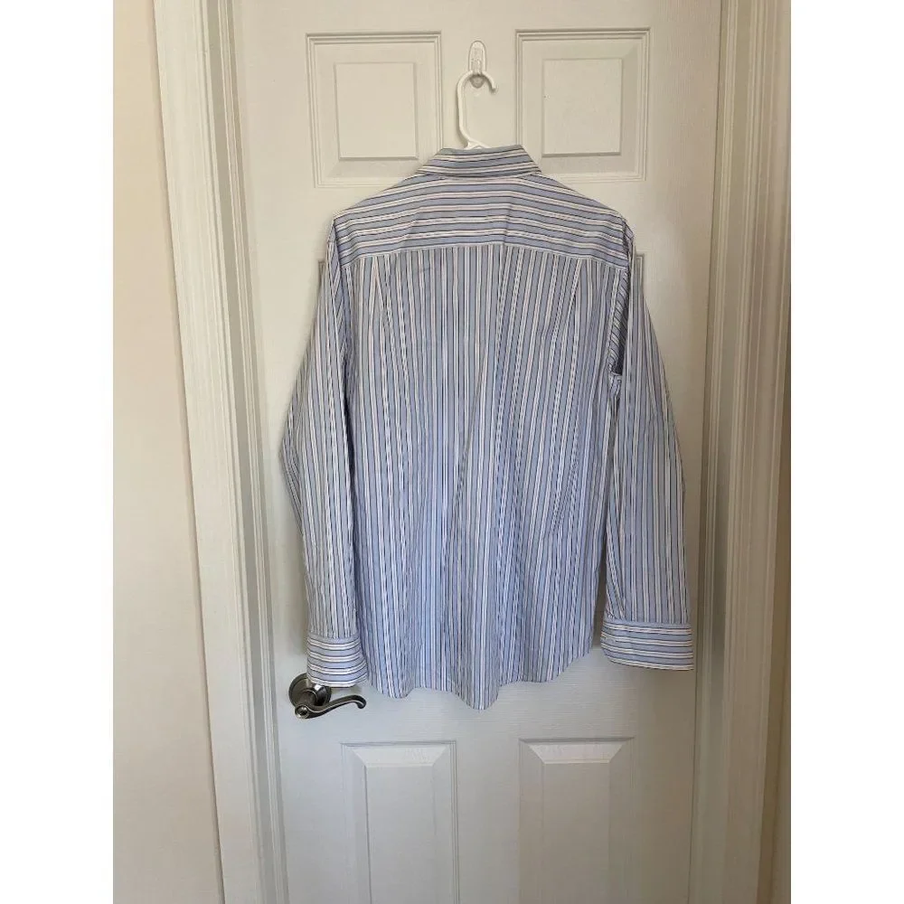 Men's Banana Republic Light Blue and White Stripped Dress Shirt (Size Medium)